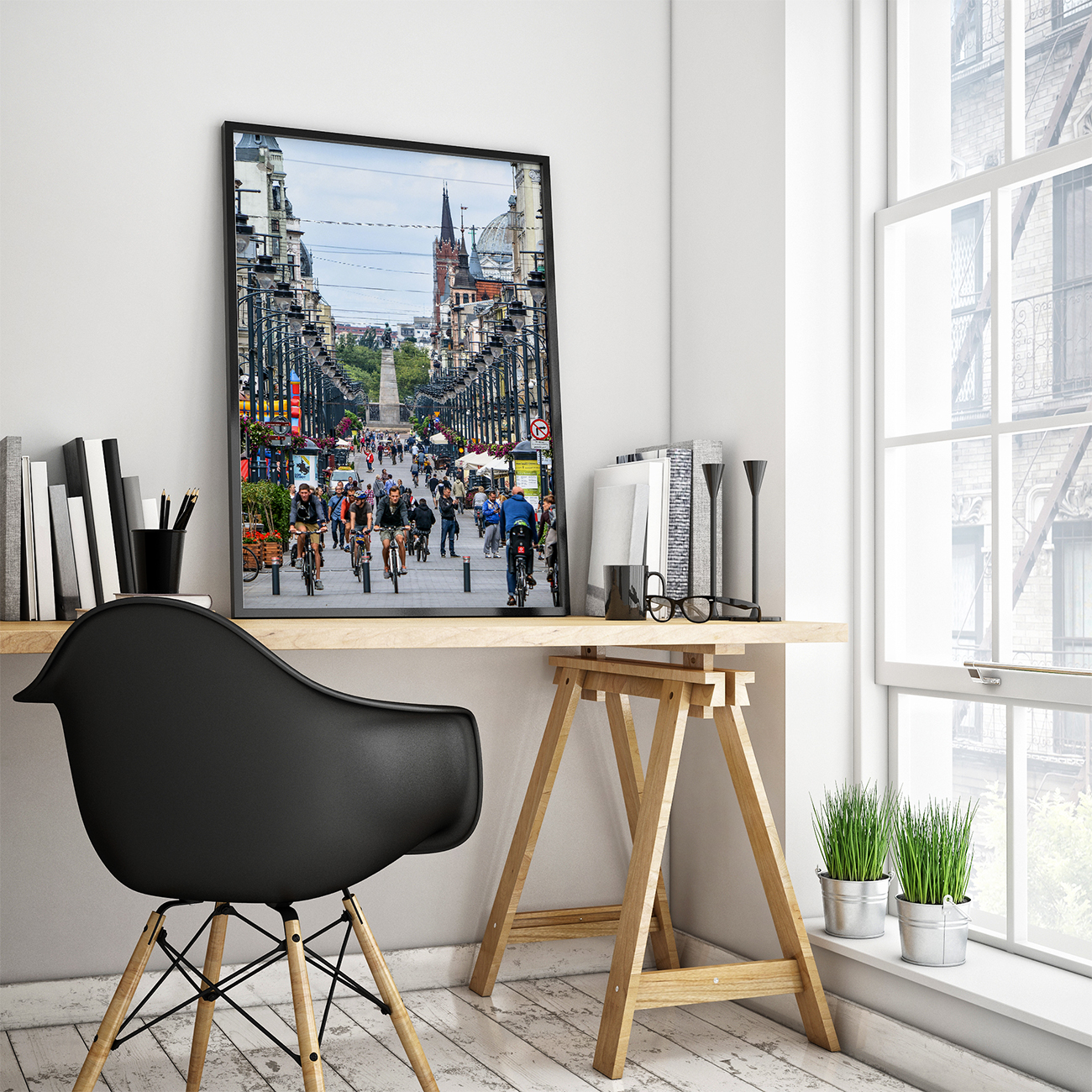 Plakat_Lodz_–_ulica_Piotrkowska_i_Pomnik_Kosciuszki